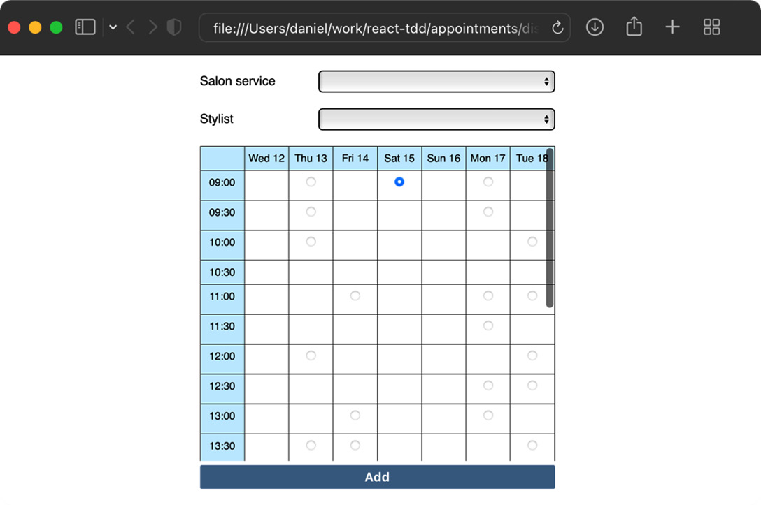 Figure 5.2 – AppointmentForm on show
