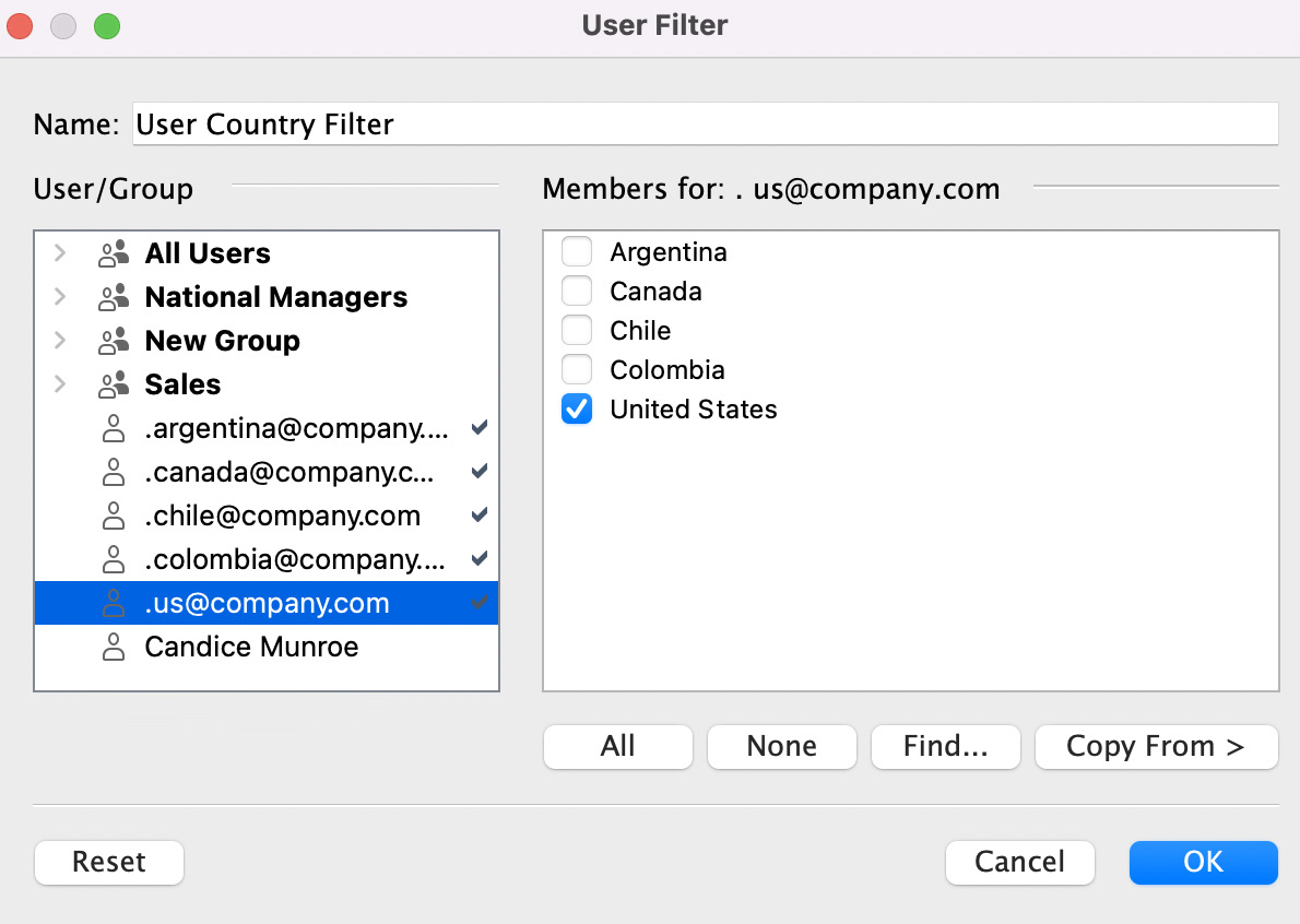 Figure 11.25 – All five members added to the filter