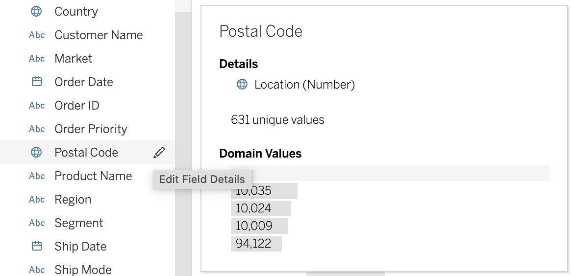 Figure 12.4 – Bringing up field details