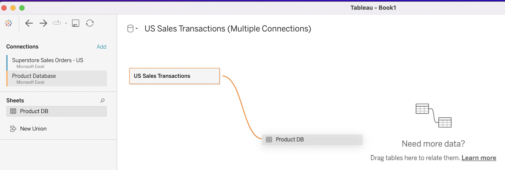 Figure 8.3 – Product DB with a noodle connection to US Sales Transactions