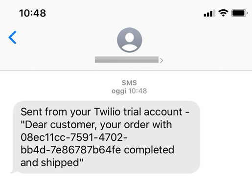 Figure 7.3 – Twilio SMS received
