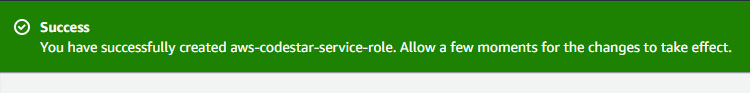 Figure 1.16 – Service role creation success message
