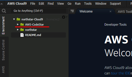 Figure 1.26 – Cloud9 IDE with the cloned Git folder
