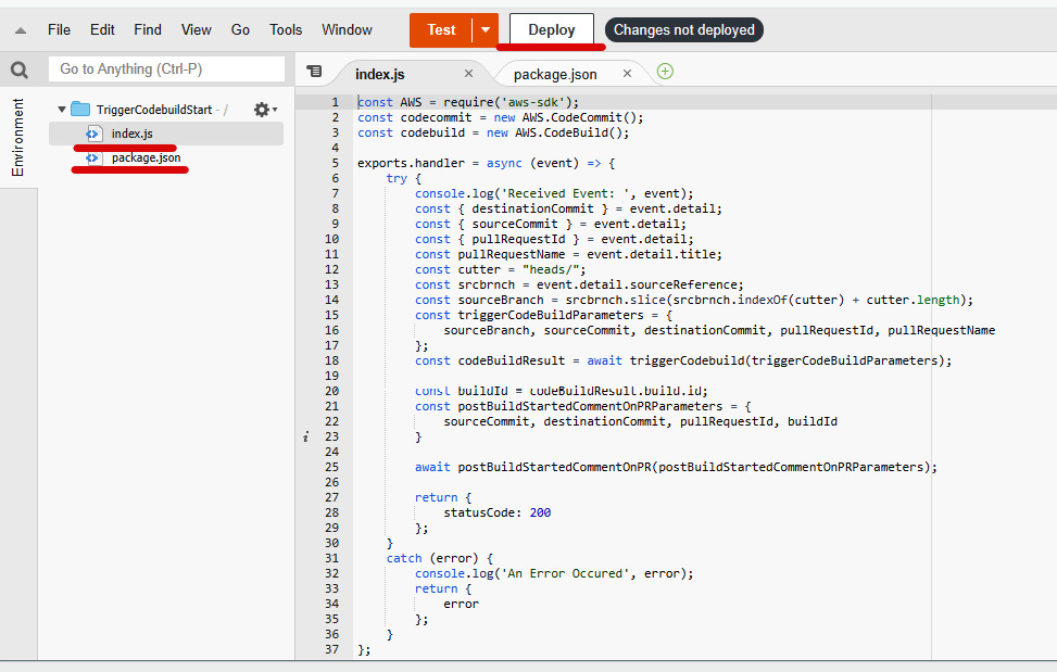 Figure 1.50 – Lambda function code editor
