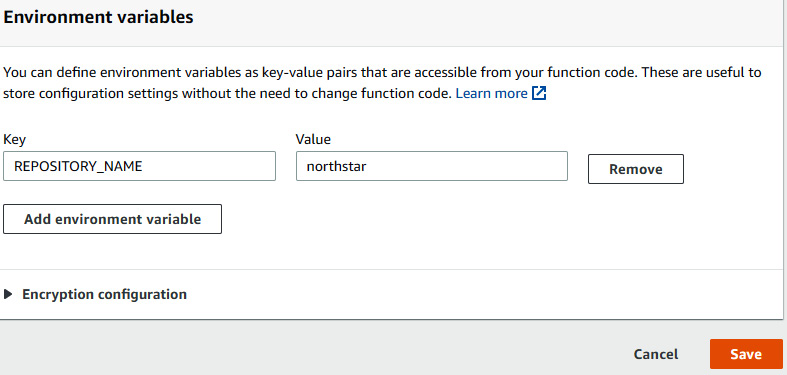 Figure 1.52 – Environment variable for TriggerCodebuildResult lambda function
