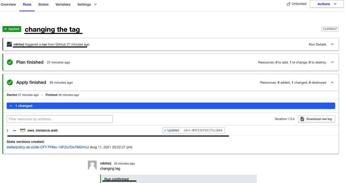 Figure 2.26 – The Terraform Cloud runs page
