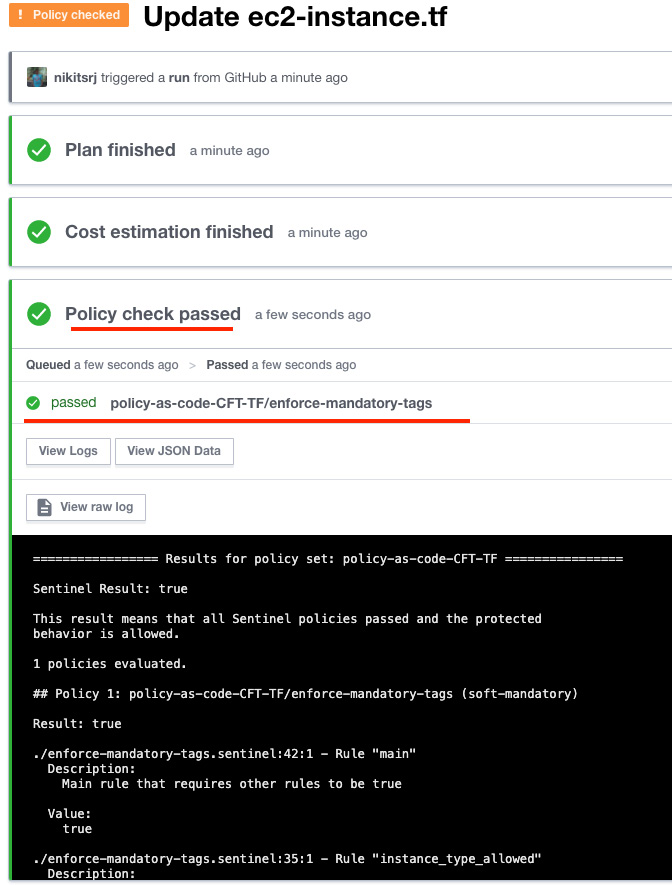 Figure 2.34 – Passed Sentinel policy check
