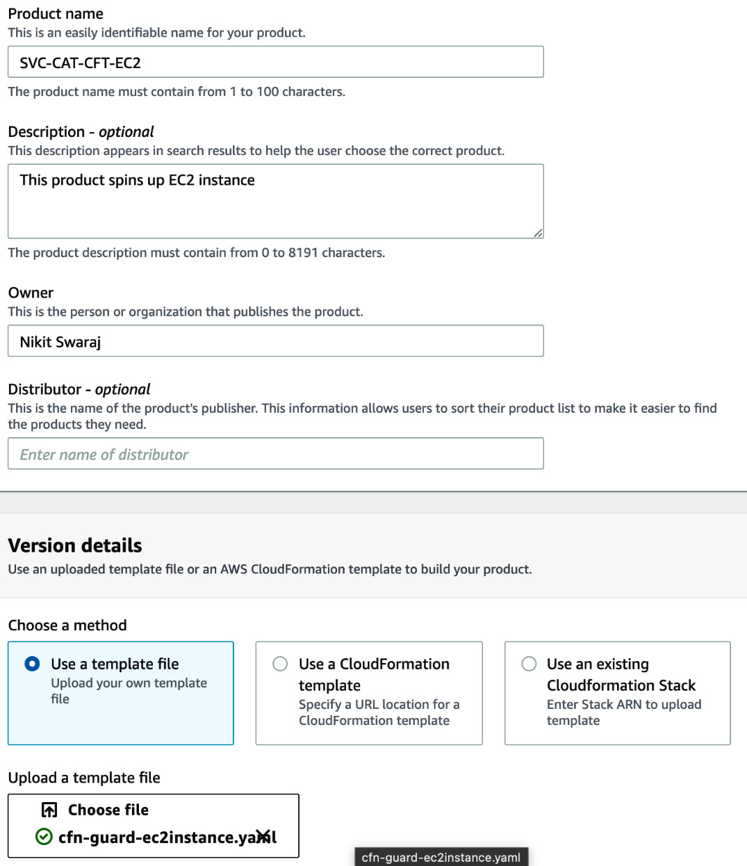 Figure 2.9 – Filling in product details
