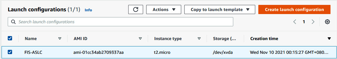 Figure 6.5 – Launch configurations list
