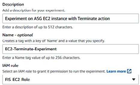 Figure 6.13 – Experiment template information
