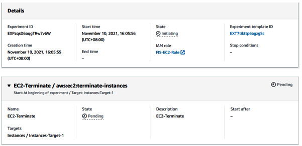 Figure 6.17 – FIS experiment status and details
