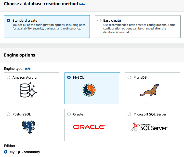 Figure 6.34 – Choosing a database engine
