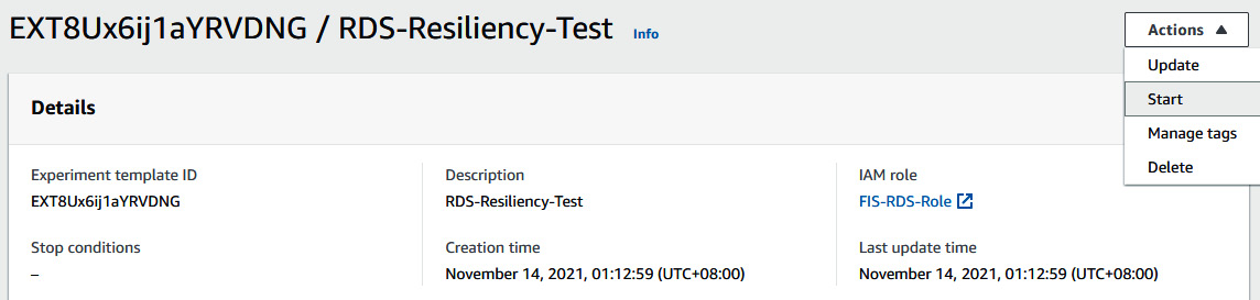 Figure 6.45 – Starting the FIS experiment
