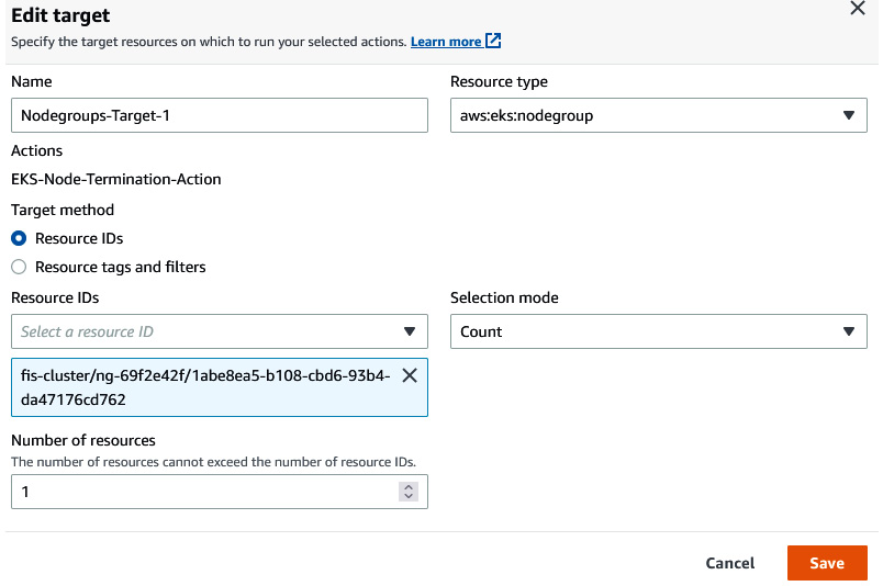 Figure 6.54 – Providing FIS target details
