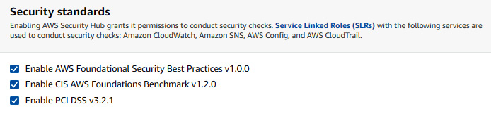 Figure 7.2 – Compliance standards provided by AWS Security Hub
