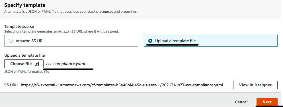 Figure 7.8 – Uploading the CloudFormation template
