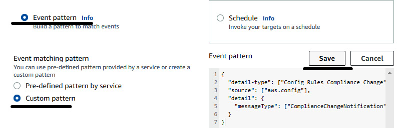 Figure 7.18 – Adding an event pattern in an EventBridge rule
