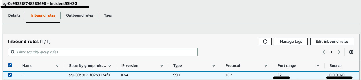 Figure 7.33 – Security group with SSH to all inbound rule
