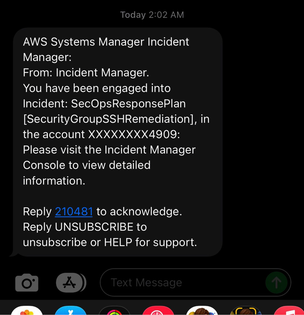 Figure 7.36 – Incident SMS alert
