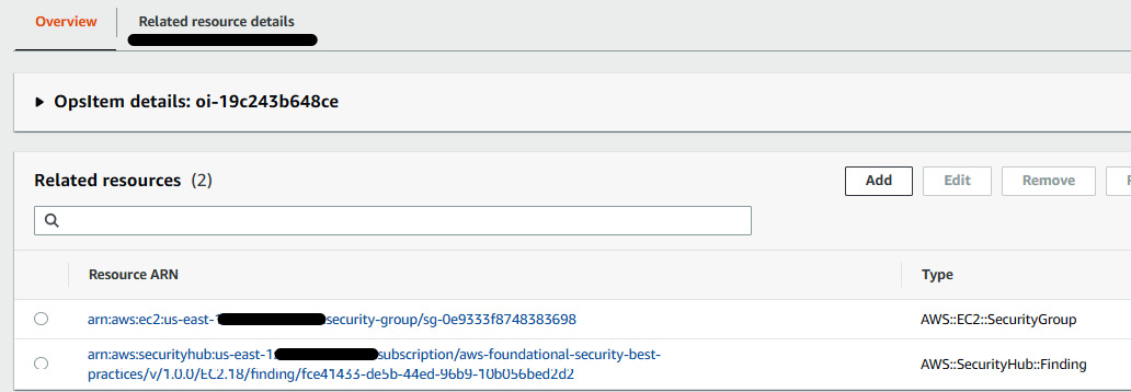 Figure 7.42 – Details of the open security group OpsItem
