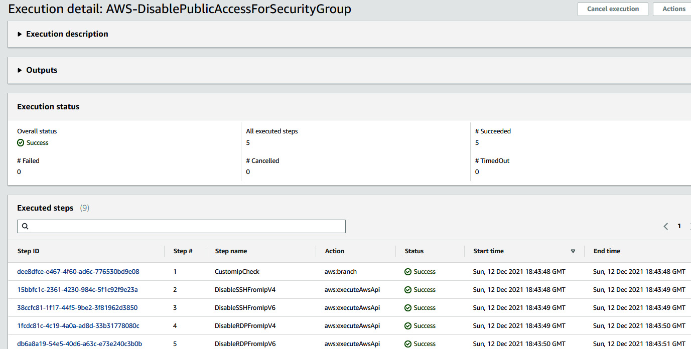 Figure 7.44 – Execution steps of the automation runbook
