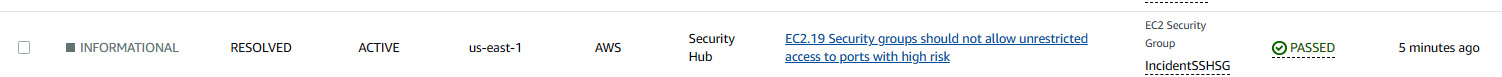 Figure 7.45 – Security group related finding status changed to PASSED

