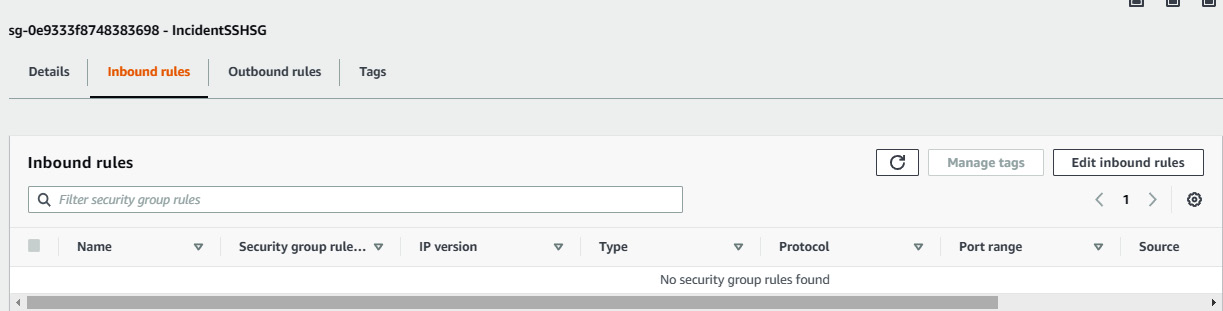 Figure 7.46 – SSH inbound rule has been removed by the automation script
