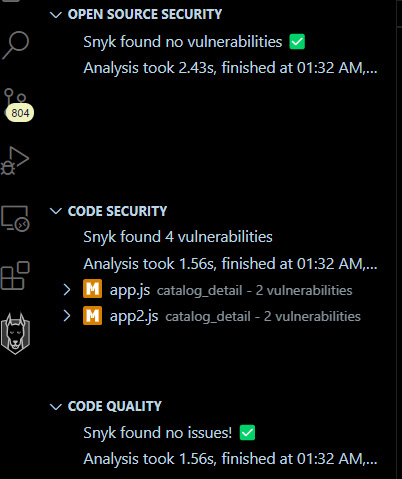 Figure 9.6 – Code scan performed by Snyk
