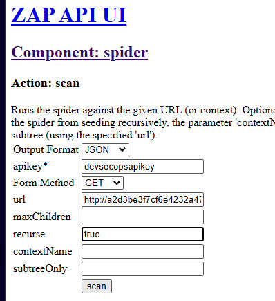 Figure 9.18 – ZAP spider scan on application endpoint
