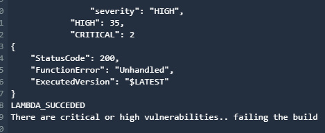 Figure 9.30 – CodeBuild project build failed due to the presence of critical and high vulnerabilities
