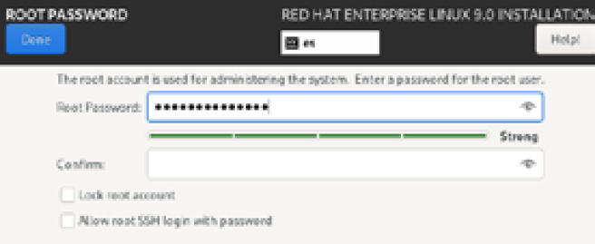 Figure 1.53 – RHEL 9 install – the Root Password configuration menu
