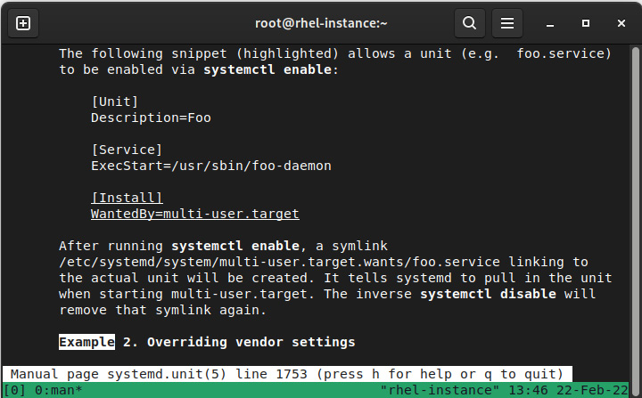 Figure 4.2 – Manual (man) page of systemd.unit
