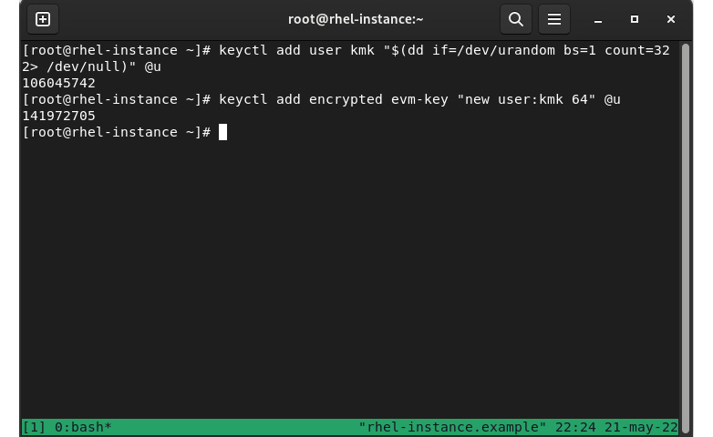 Figure 10.14 – Creating keys for kernel and EVM

