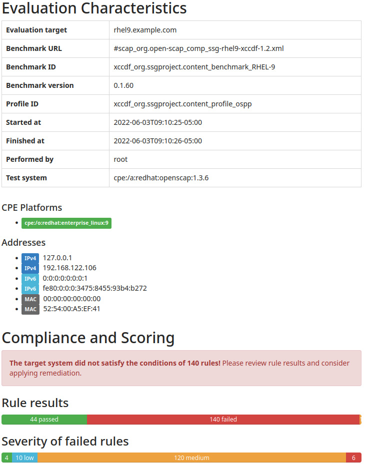 Figure 11.7 – OpenSCAP OSPP scan results
