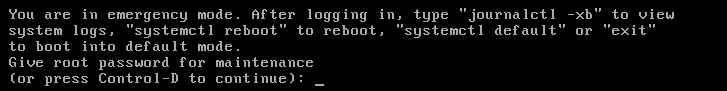 Figure 15.3 – The RHEL system booted in emergency mode
