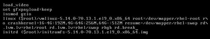 Figure 15.7 – The linux kernel line edited with the rd.break option
