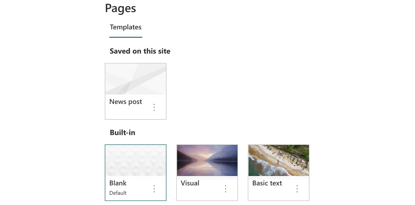 Figure 1.13 – Choosing a page template for a new site page
