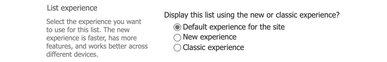 Figure 1.2 – List experience on the List settings page
