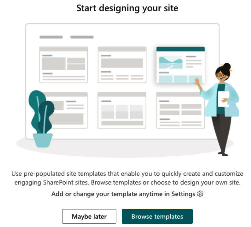 Figure 1.9 – Choosing a template when a site is created
