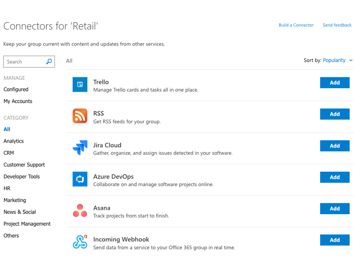 Figure 4.6 – Adding connectors from an Outlook group
