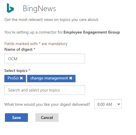 Figure 4.7 – The connector web part properties for BingNews
