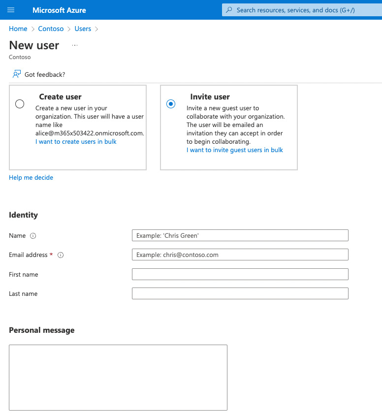 Figure 4.8 – The admin center UI to invite a new guest
