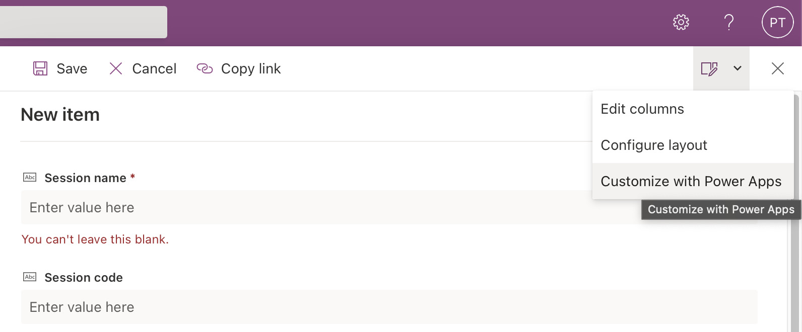 Figure 5.10 – Customizing the new item form
