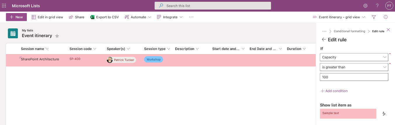 Figure 5.8 – A formatted list view
