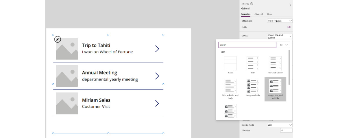 Figure 6.9 – Changing the layout of a vertical gallery control
