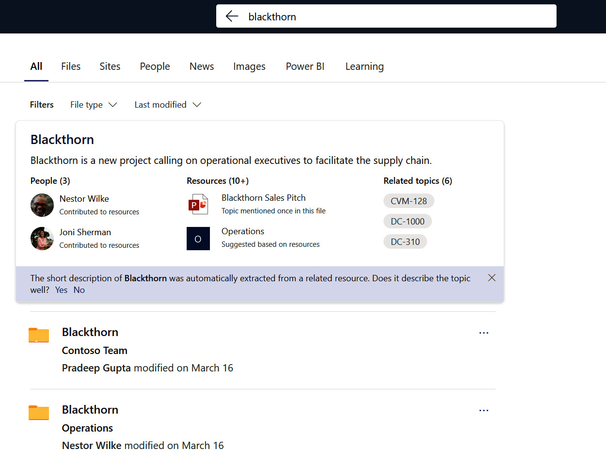 Figure 8.15 – Viewing the Topic filter on a search page in SPO
