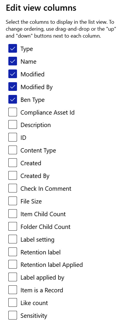 Figure 8.1 – Metadata columns as seen when editing a view on a library
