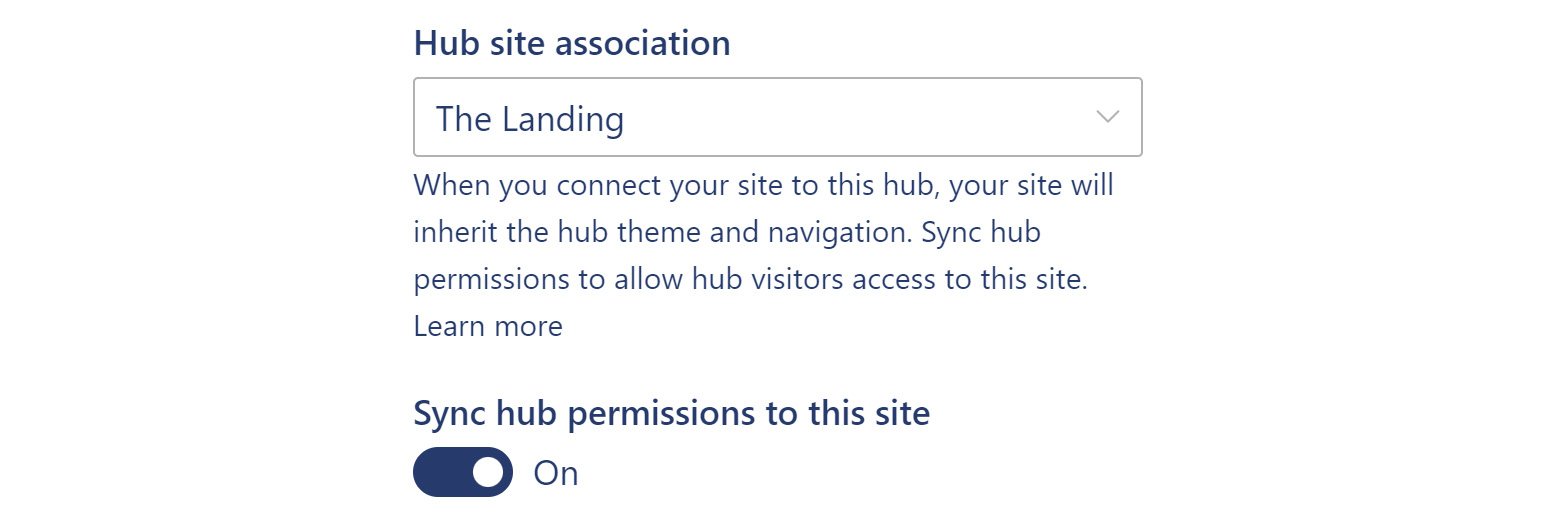 Figure 9.2 – Site information: hub site association for visitor access
