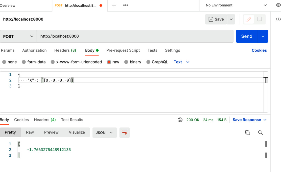 Figure 13.4 – Sending a request to the ensemble pattern model from Postman