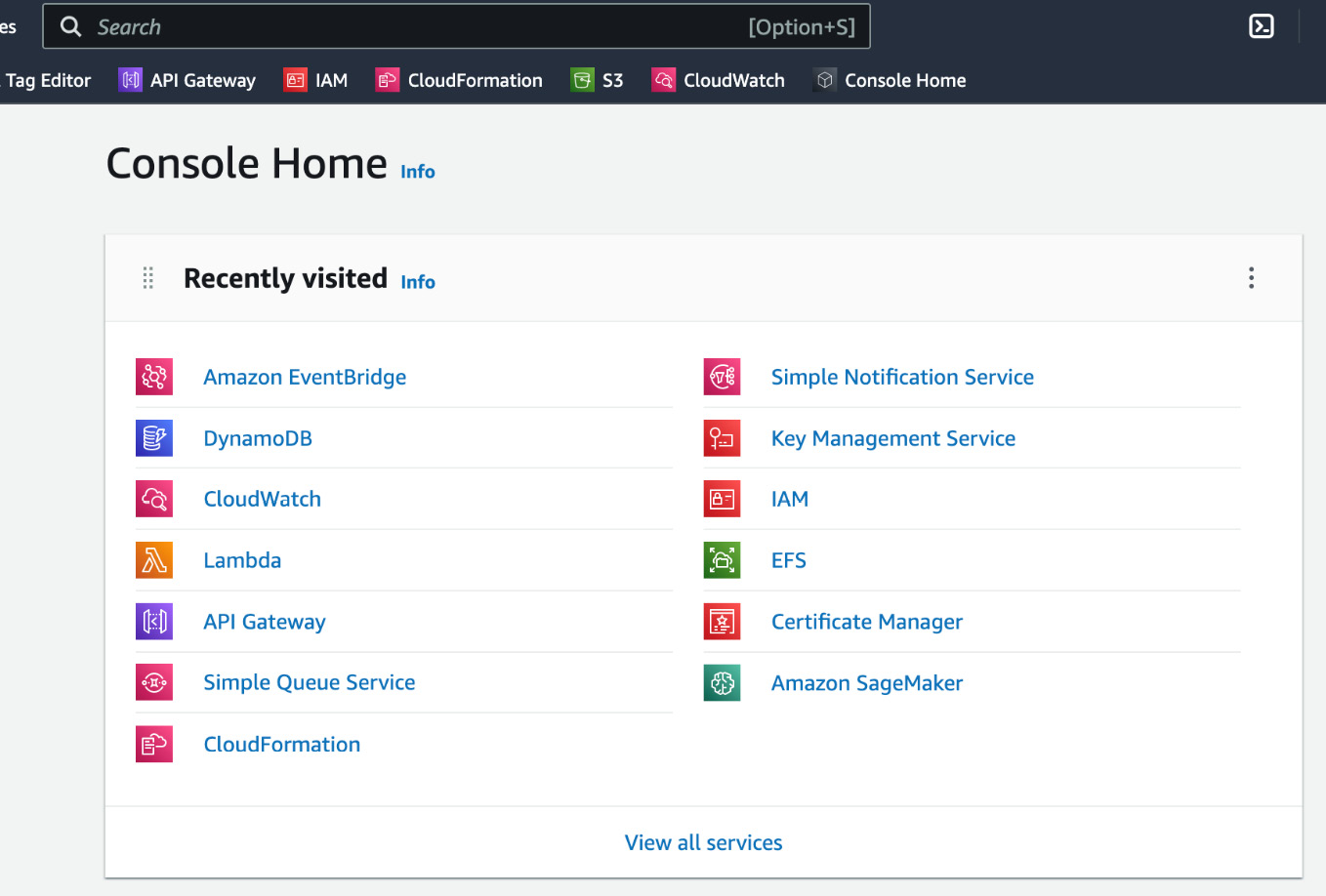 Figure 15.1 – AWS console home page